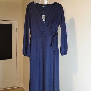 Metallic V-Neck Evening Dress